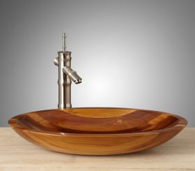 oval wooden sink