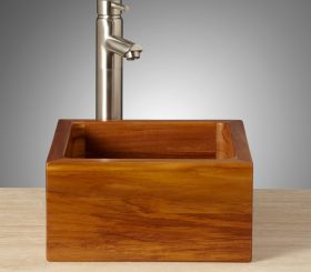 square wooden sink