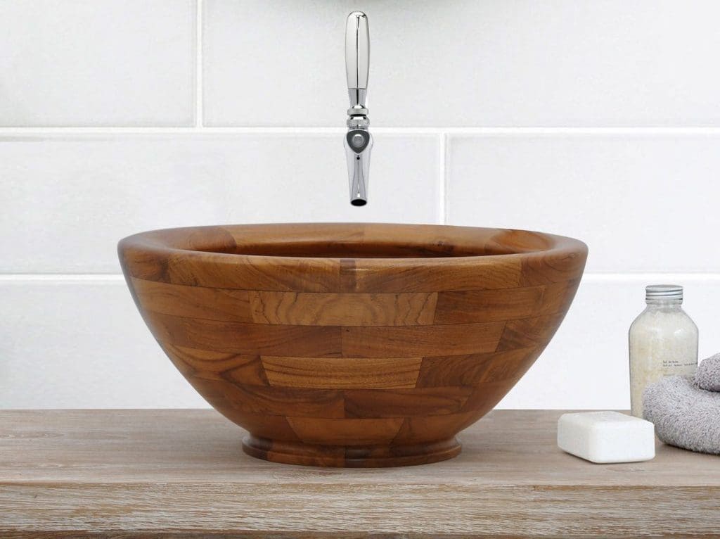 round wooden sink