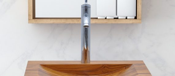 rectangular wooden sink